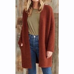 Jenni Kayne Cardigan XS Rust Brown Wool Yak Blend Open Front Duster Sweater